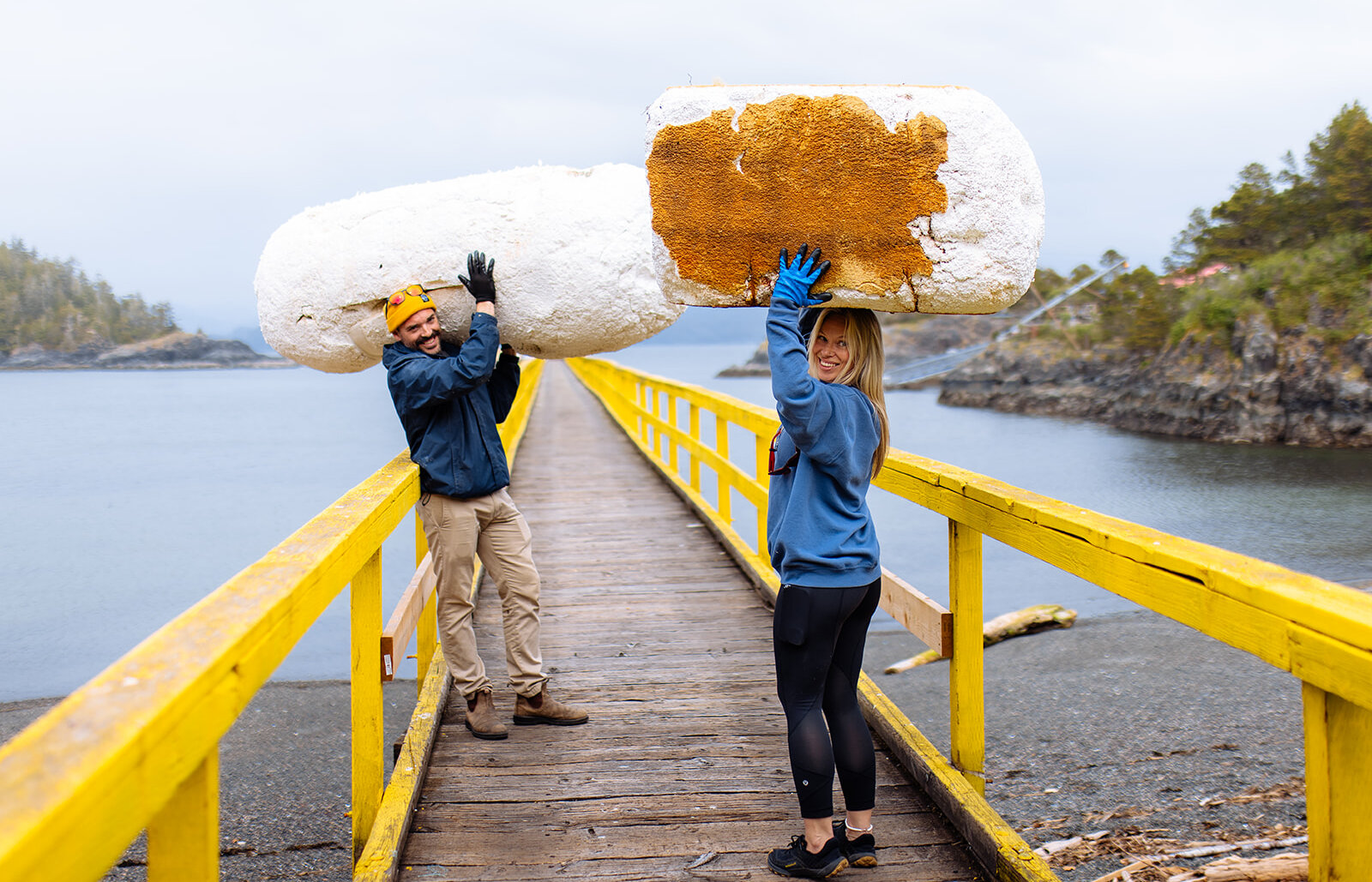 volunteers participating in a beach clean up
