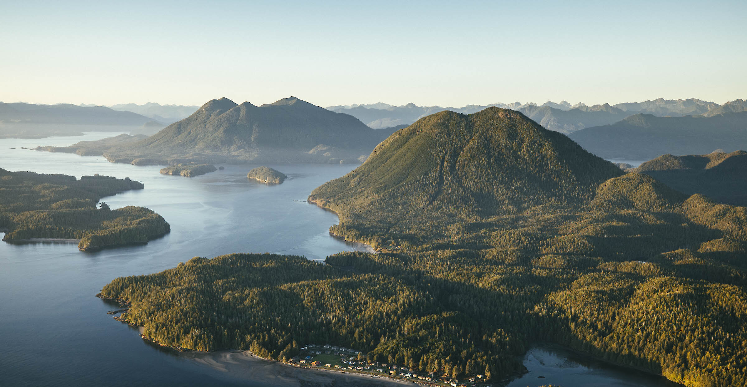 Aerial photo of Clayoquot Sound and the islands