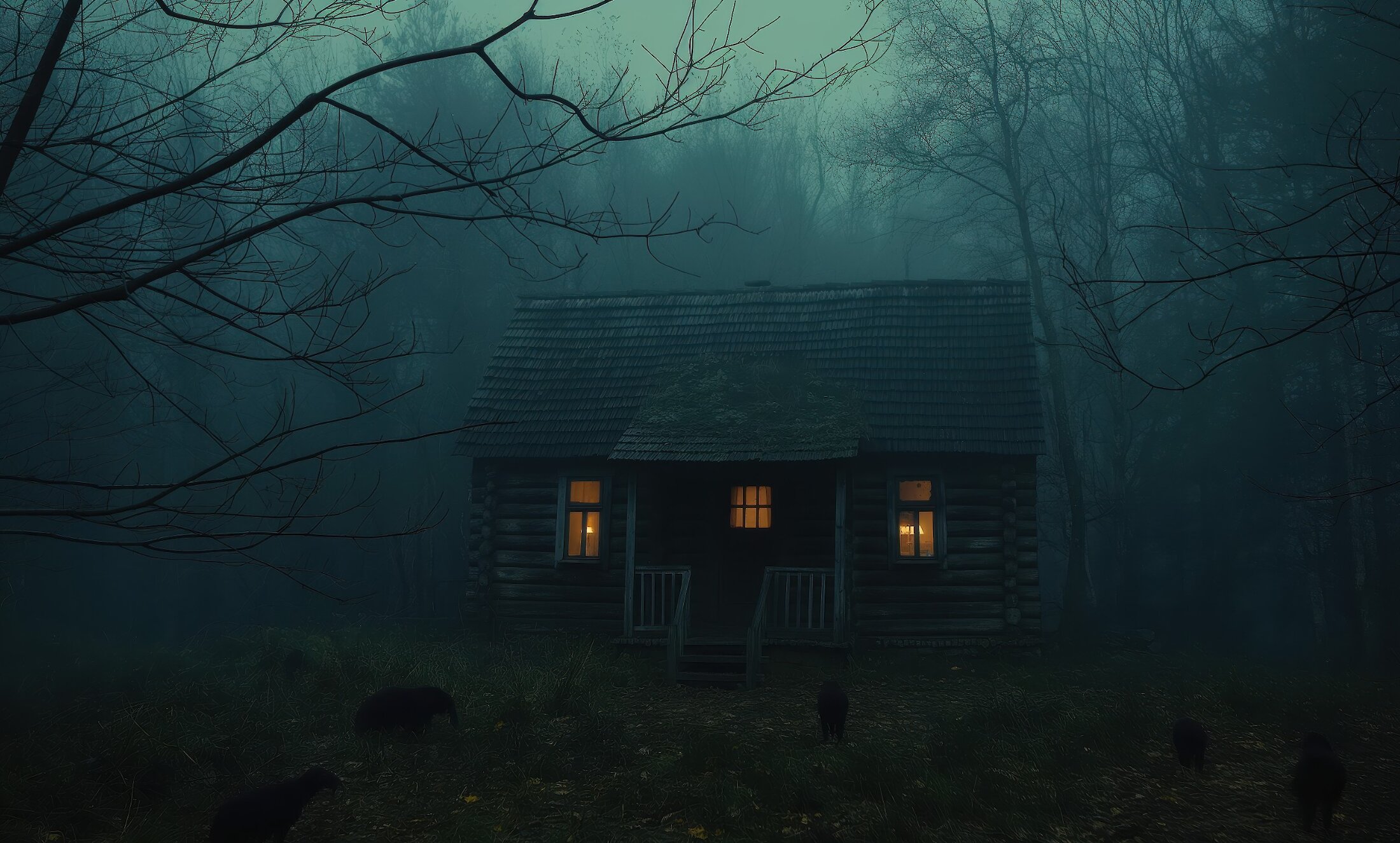 Haunted shack in mist