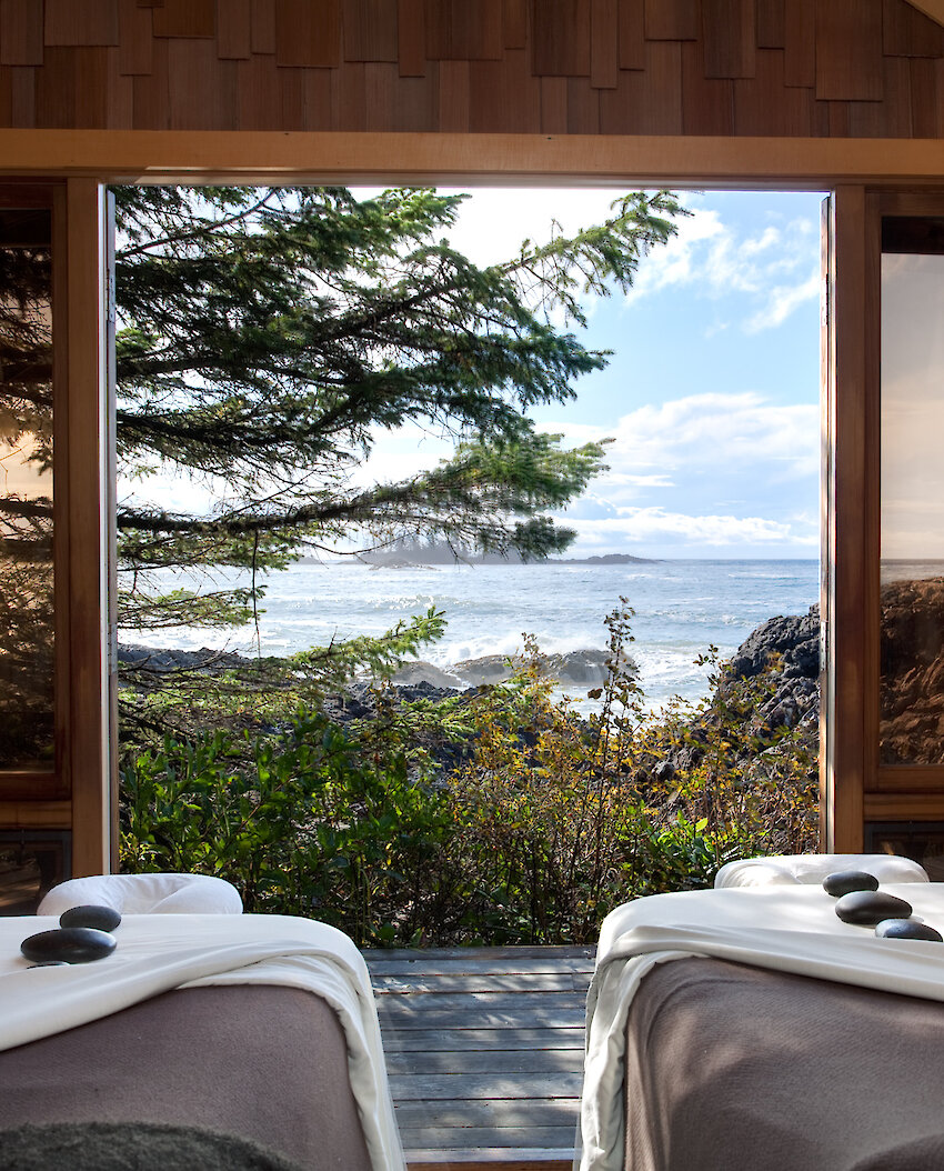 Oceanfront spa treatment cabin at Ancient Cedars Spa