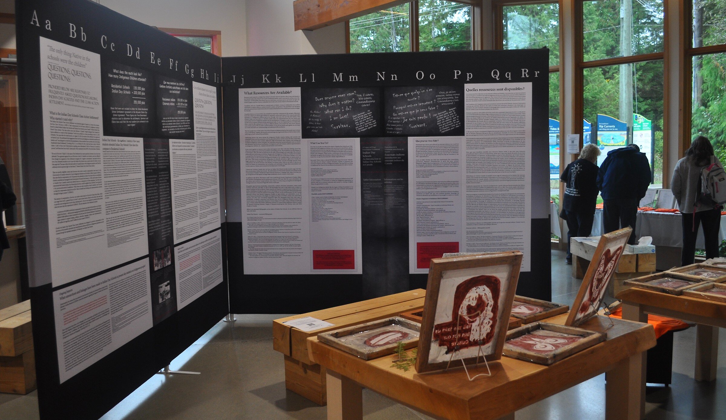 art and  Indigenous history exhibit at Tofino Visitor Centre
