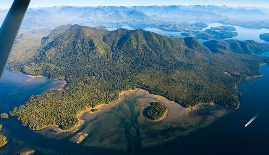 aerial photo of Meares Island