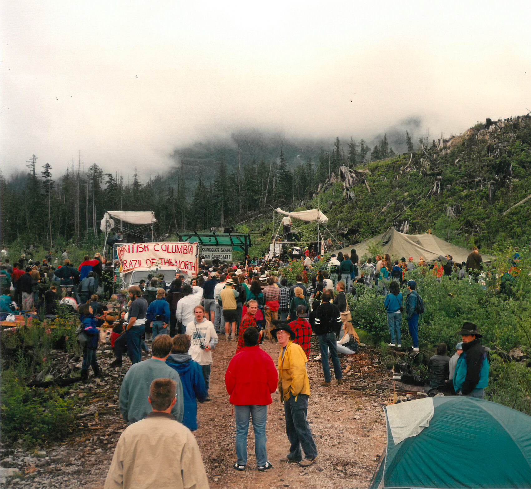 Clayoquot Peace Camp in 1993. Courtesy Maureen Fraser