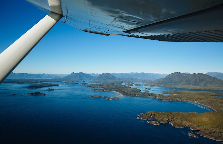 Aerial view from a float plane of Clayoquot Sound