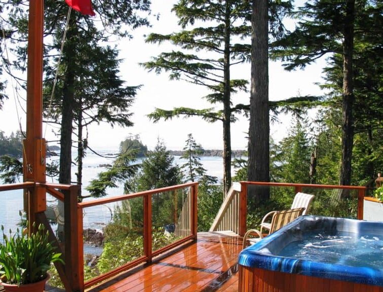 Hot tub with an ocean view