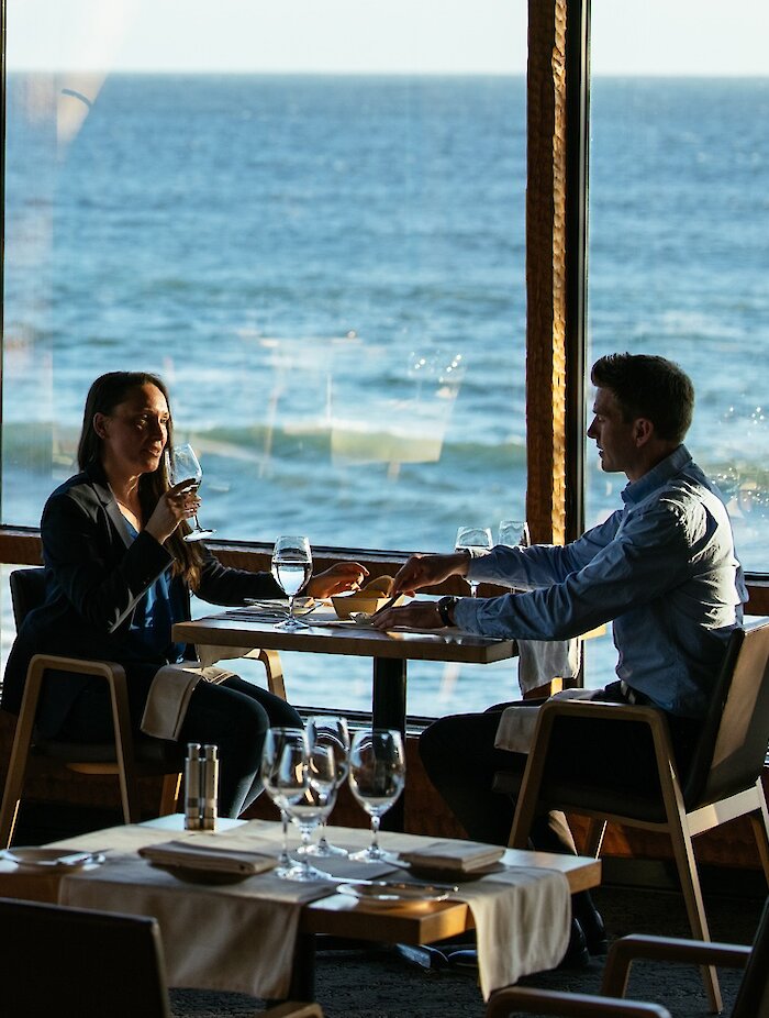 Couple enjoying dinner at The Pointe Restaurant