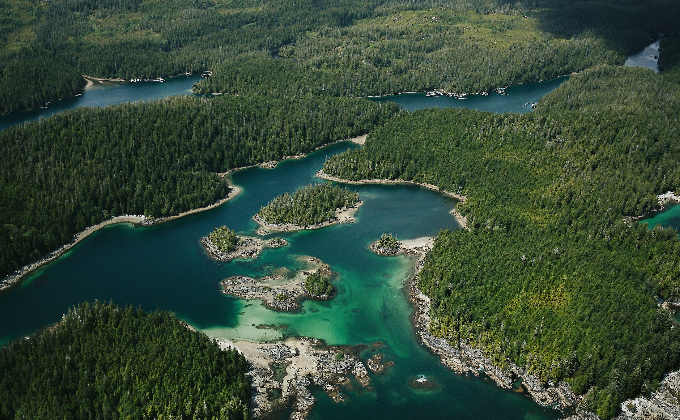 Aerial of the island views when you fly from Vancouver