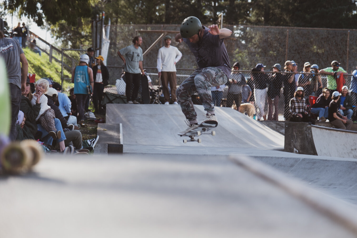 Skater in a competition catching air