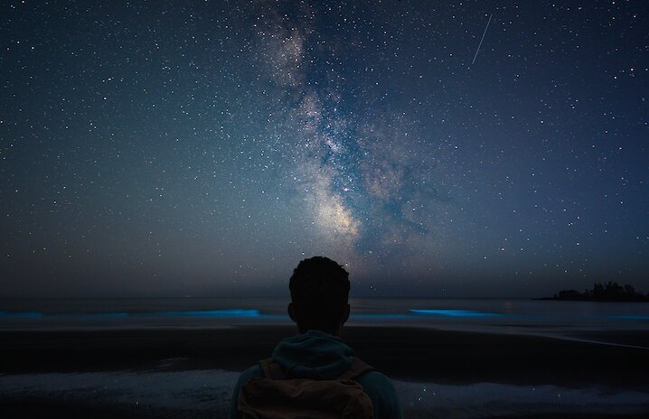 Person looking at the Milky Way on Long Beach