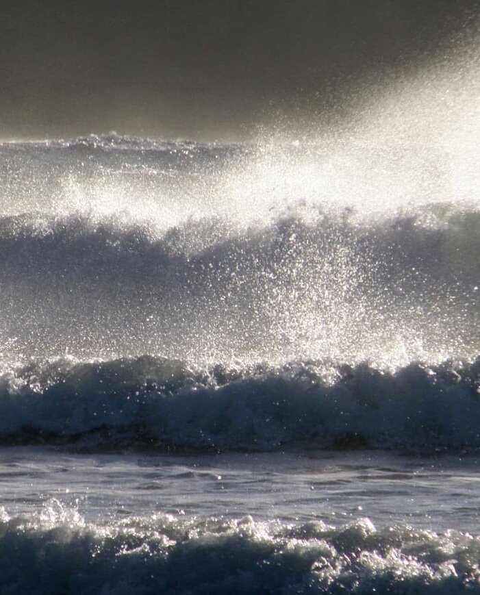 closeup of waves with spindrift